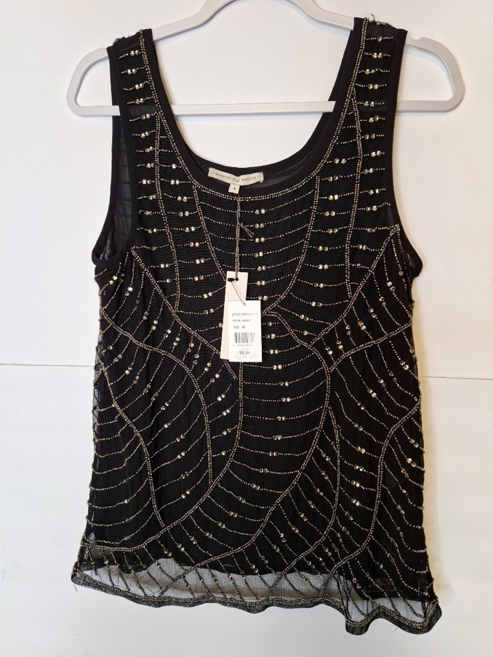 Search for Sanity Black Beaded Sequin Tank Top